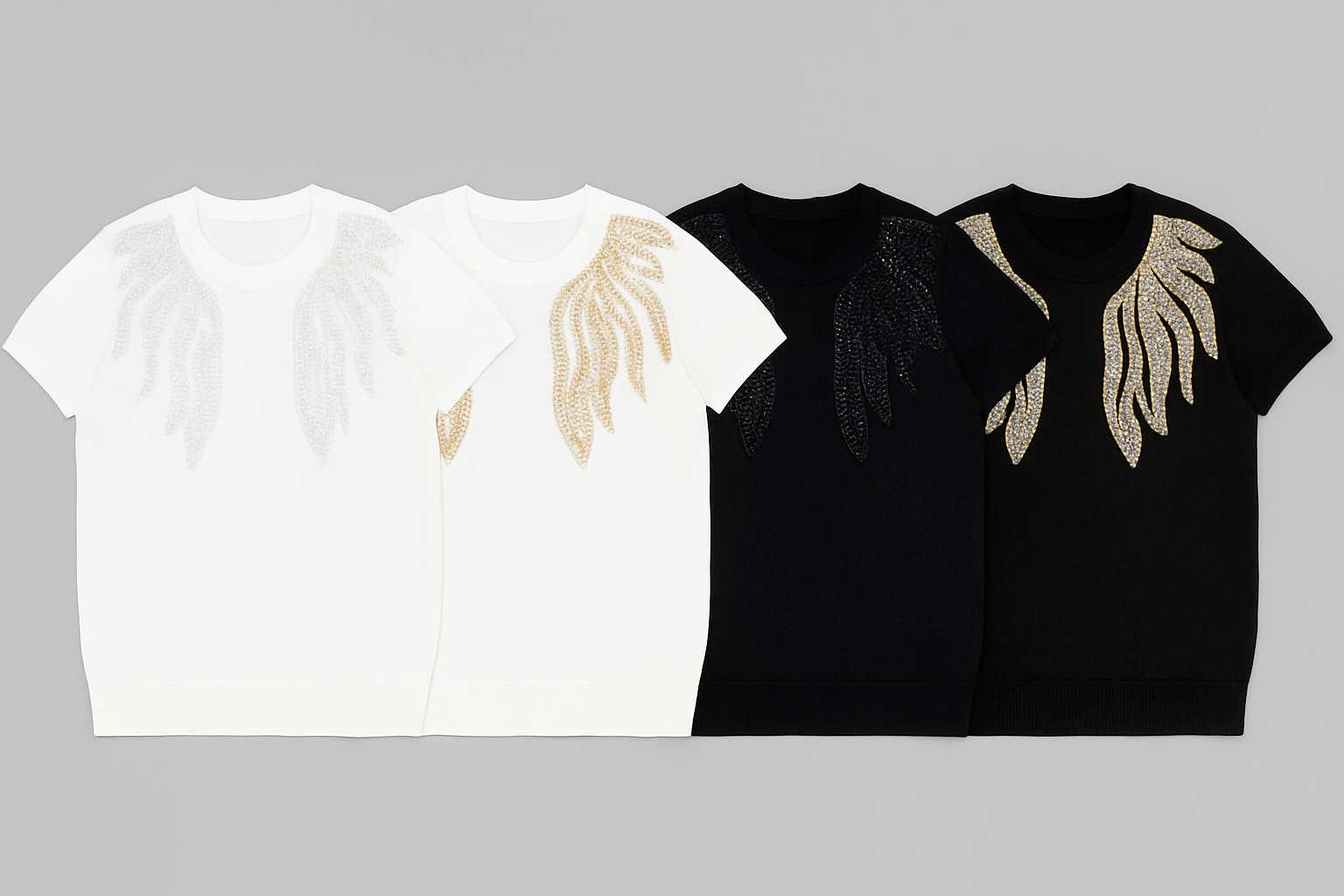 T-Shirt with Crystal Wings