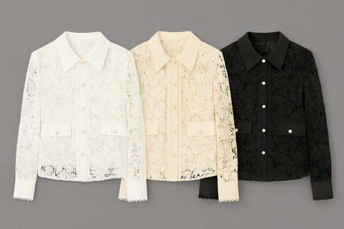 Blusa de encaje con botones decorativos
