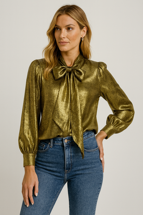 Blusa satinada con lazo