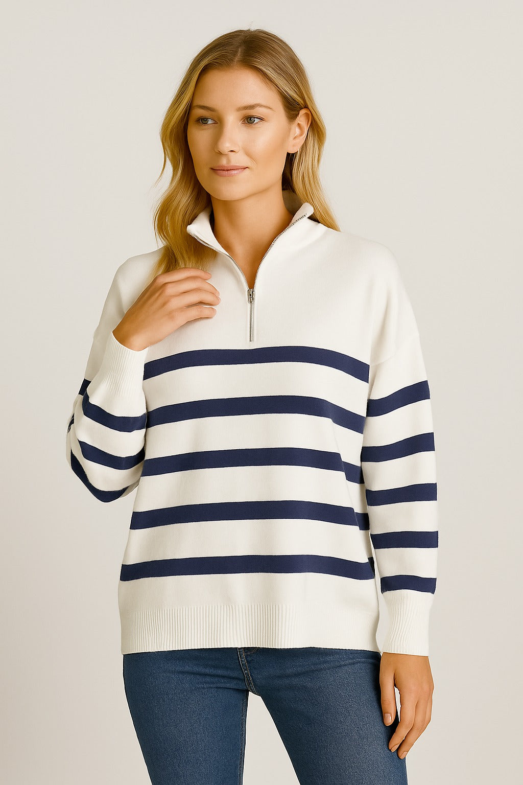 Sailor sweatshirt with zipper